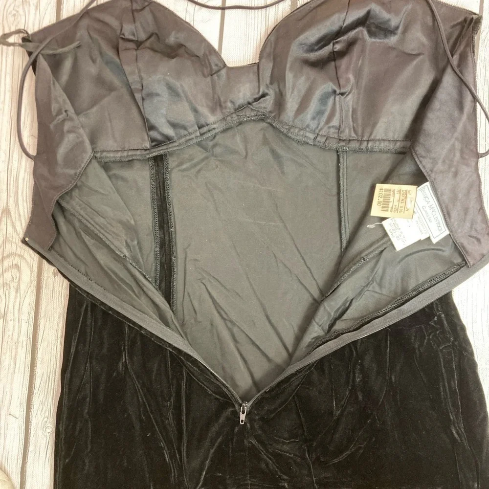 NWT Jessica McClintock Gunne Sax Vintage Black Velvet Spaghetti Strap Dress